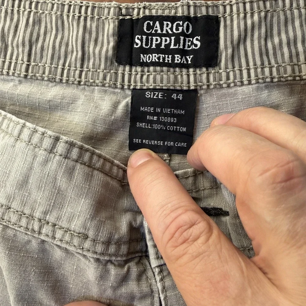 mens ripstop cargo Shorts Beige Size 44 Multi Pocket Medium Wash Camp Hike